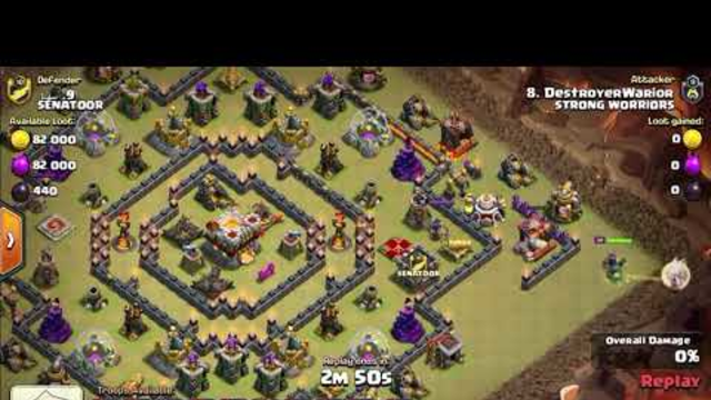 Clash of clans TH10 troops destroying TH11 base in clan war
