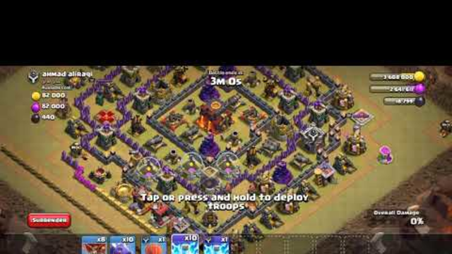 coc , clash of clans in hindi ,war base attack ,loot attack ,th 10 ,townhall10,war game statergy