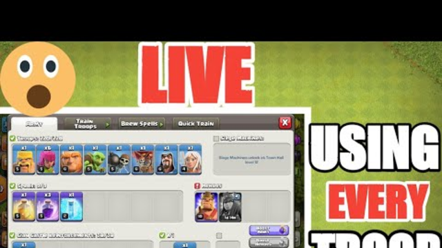 USING EVERY SINGLE TROOP FOR ATTACKING LIVE CLASH OF CLANS