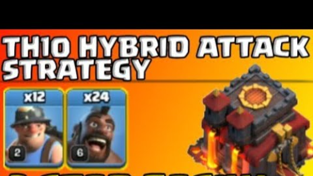 TH10 HYBRID ATTACK STRATEGY || TH10 HOG ARMY|| TH10 MINERS ATTACK STRATEGY || CLASH OF CLANS ||HINDI