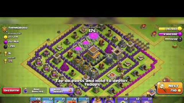 Attacking in TownHall lvl 8 Base ........ Clash of Clans ....... India