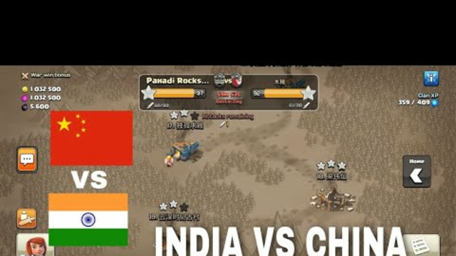 INDIA VS CHINA LIVE CLASH OF CLANS | LIVE COC