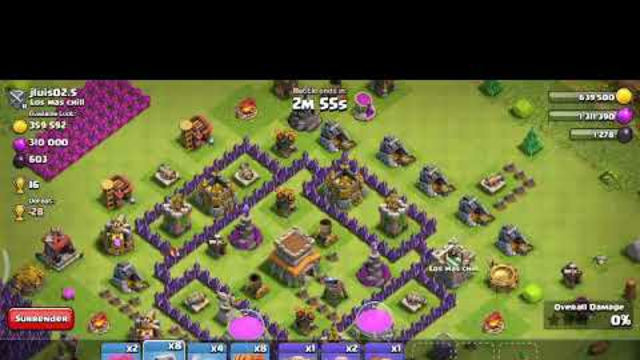 Clash of Clans , Town Hall 8 attack without King .