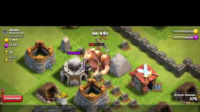 Attacking a base with a TH5 in clash of clans