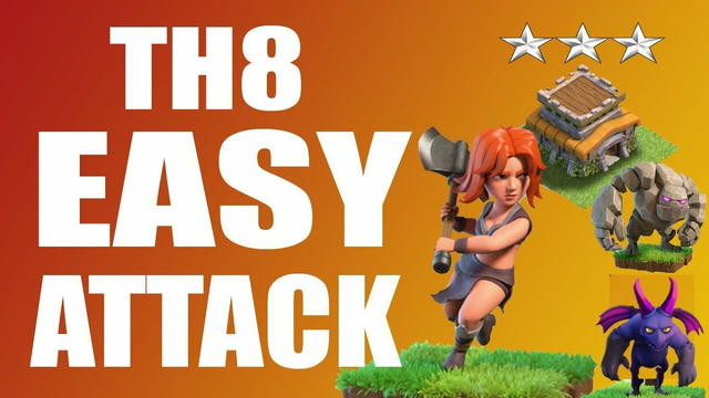 LIVE ATTACK ON TH8 WITH VALKYRIE AND GOLEM [CLASH OF CLANS]