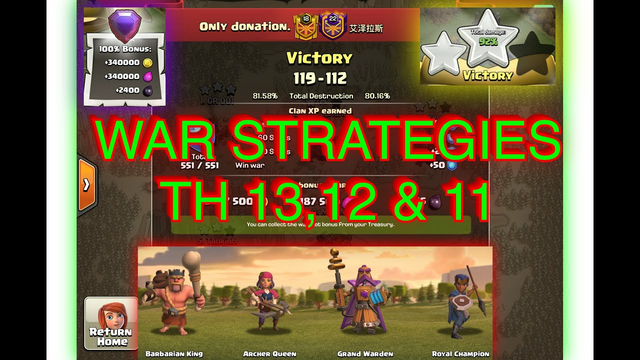 WAR STRATEGIES FOR TOWNHALL 13 AND 12 |Clash of Clans|