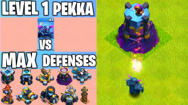 Level 1 P.E.K.K.A Vs Max Defenses | 1 P.E.K.K.A Challenge In Clash of clans