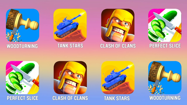 WOODTURNING, Tank Stars, Clash of Clans, Perfect Slice, Walkthrough iOs Android | Power of Gameplay