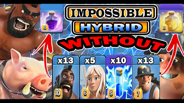 WITHOUT HEALLING /RAGE SPELL | TH13 ZAP HYBRID ATTACK | ZAP HYBRID ATTACK TH13 | Clash Of Clans