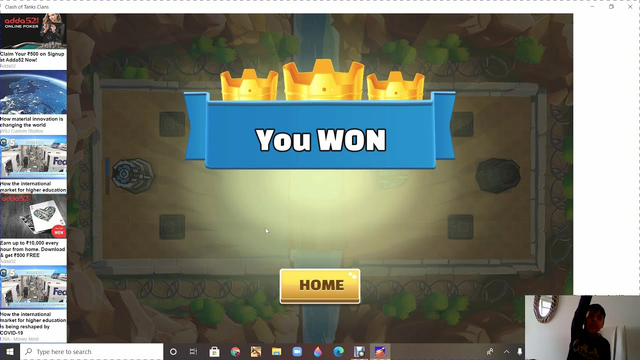 I WON AGAIN!!! (Playing Clash Of Tanks Clans)