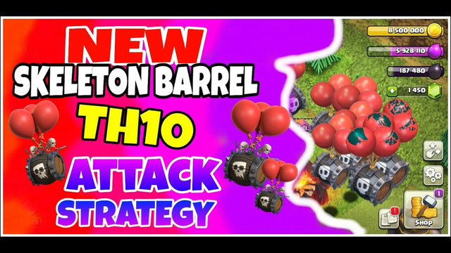 NEW Skeleton Barrel TH10 Attack Strategy!! | CLASH OF CLANS | PUXAS TITANS