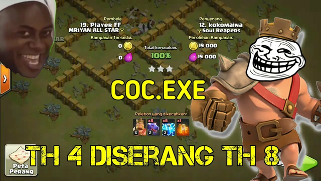 TH 4 VS TH 8 !! COC.EXE || CLASH OF CLANS INDONESIA
