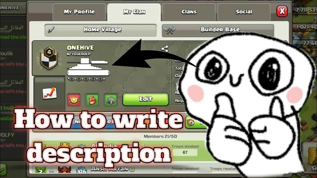 How to write description like this (clash of clans):-coc