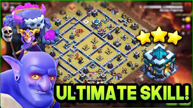 ULTIMATE SKILL ATTACK TH13!! HEALER+YETI+BOWLER+WITCH DESTROY 3 STAR ( Clash of Clans )