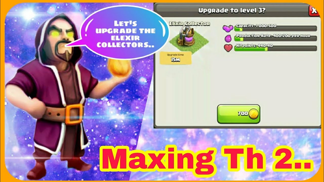 How much gold is needed to upgrade elexir collector to level 3? ||Maxing Th2 || Clash of Clans...