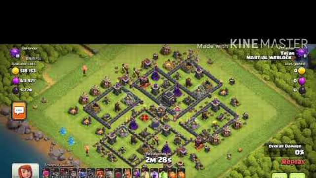 Clash of Clans 3 star Attack on th9 war base with Pekka and Valkyrie
