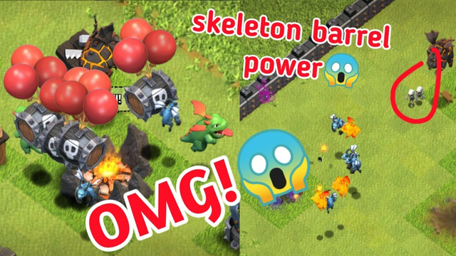 OMG! Power of Skeleton barrel - Clash of Clans