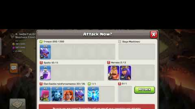 Clash of clans // War Attack 3 Star with Dragon And Rage spell || Clash of clans Base Attack