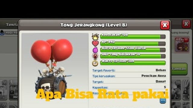 Use Full  47 Skeleton Barrel COC Attack : Clash Of Clans Indonesia (Tong Jerangkong)