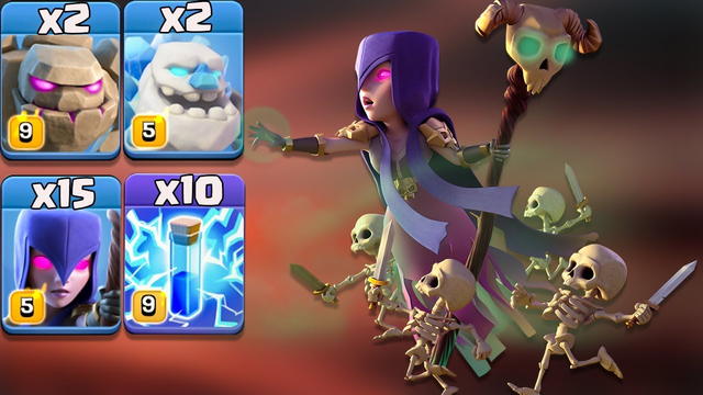 Th13 Massive Witch Slap With Golem + Zap + Ice Golem ! Best Attack Strategy Th13 Clash Of Clans