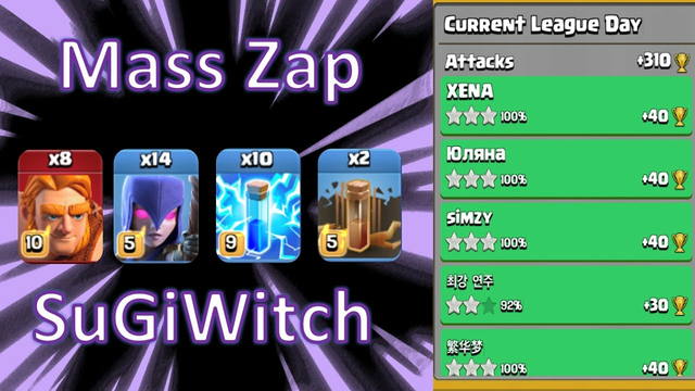 INSANE | He Got +310 Trophies In Legends With The Mass Zap Super Giant Witches | Clash Of Clans