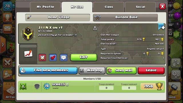 Clash of clans.join my clan and sub for co-leader