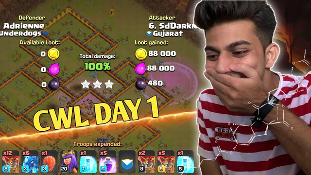 #clanwarleauge Day1 Clash of clans clan war league attack | unbelievable TH10 attack | CWL 3star