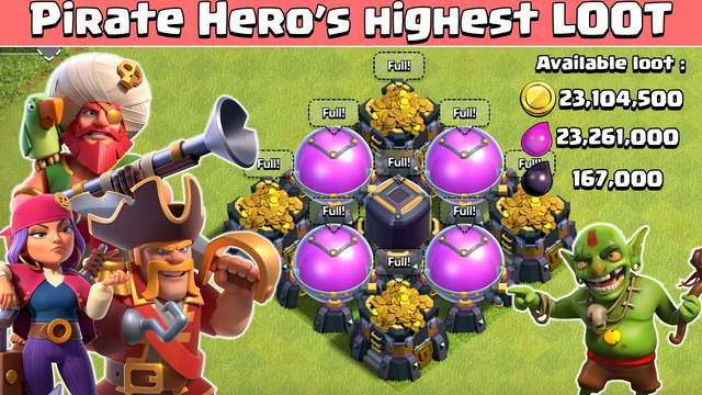 Pirate Heroes looting all Goblin Maps | Clash of Clans | Pirate Skin Coc