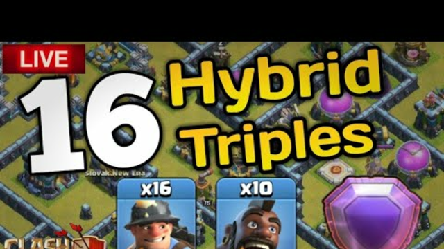 16 triples with hybrid attack strategy | town hall 13 | clash of clans