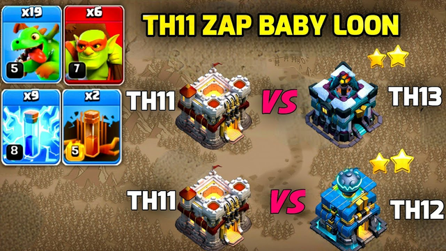How To 2 Star [Th11 vs Th13 - Th11 vs Th12] ZAP BABYLOON 2Star Attack Strategy in Clash of Clans