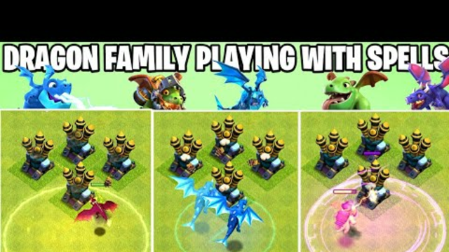 Dragon Family Vs Every Spell | Clash Of Clans