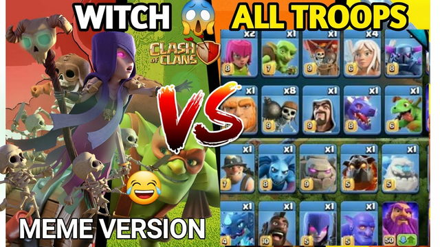 WITCH VS ALL TROOPS IN CLASH OF CLANS | EVERY SINGLE TROOP VS WITCH | MEME VERSION #clashofclans