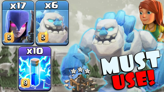 Must Use So simple.. Very STRONG!! 6 ice Golem + 17 Wittch + 10 Zap vs TH13 Bases | Clash Of Clans