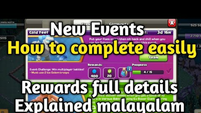 Clash of clans malayalam |New events full details malayalam | #coldfeet #ungentlegiants #coc