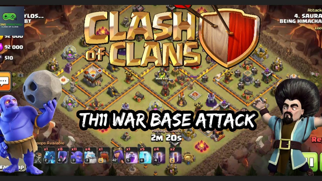 Clash of clans Townhall 11 war attack || new attacking strategy || Ice golem , bat spell