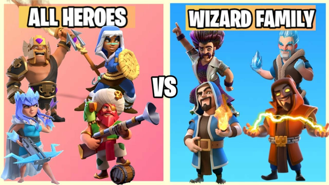 Heroes Family Vs Wizard Family On Coc ||Heroes Vs Troops||Clash Of Clans||