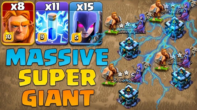 Super Giant Witch Combo Attack With Zap !! Best Th13 War Attack Strategy 2021 Clash Of Clans