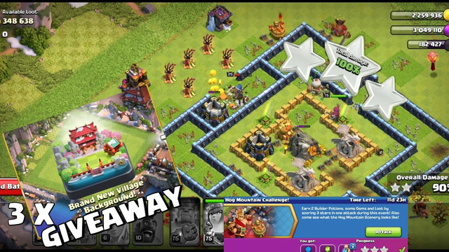 CLASH OF CLANS : how to three star new challenge (hog Mountain challenge) in coc | new update