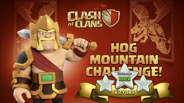 Clash of clans hog mountain challenge victory strategy | get 2 builder potion and gems and loots.