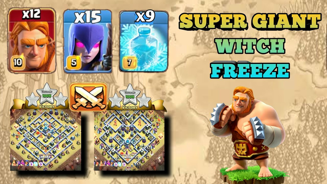 Th13 Super Giant Witch Attack With Freeze !! Best Th13 Attack Strategy Clash Of Clans !!