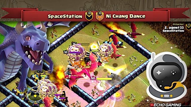 DragBat Attack Dominates - Who wins this SpaceStation war (Clash of Clans)