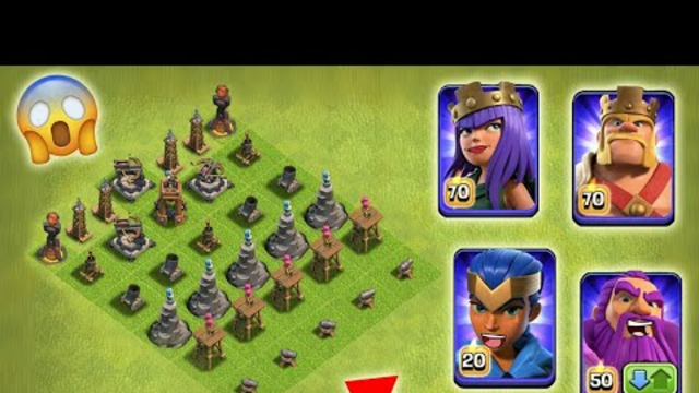Clash of Clans Max level heroes vs 1 level defence