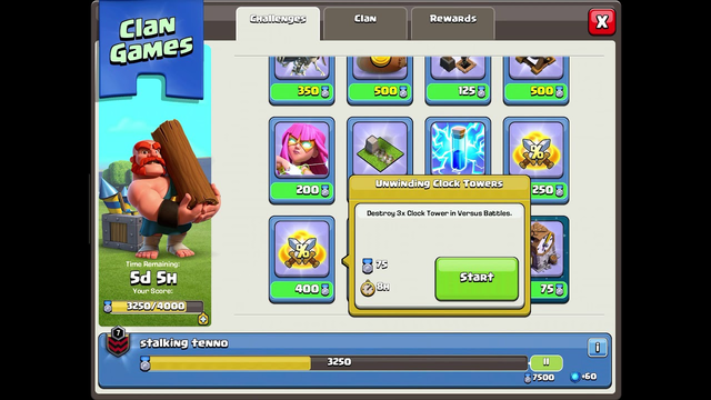 Completing clan challenges (clash of clans)
