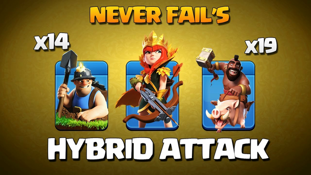Best Th11 Hybrid Attack Strategy for 3 Star* Best Th11 Miner Hogs Attack Strategy Clash Of Clans Coc
