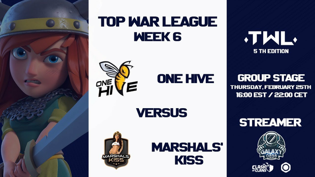 ONE HIVE vs MARSHALS' KISS | TOP WAR LEAGUE 5 | CLASH OF CLANS