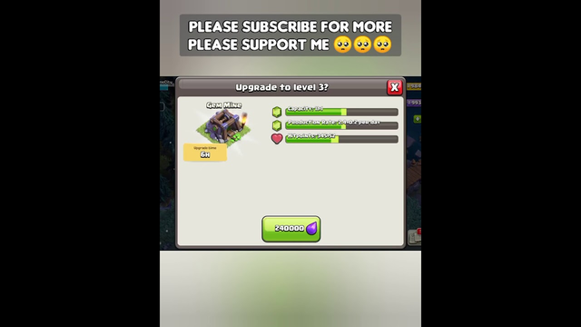 Clash of Clans -- Gem Mine Upgrade from Level 1 to Level 9Max