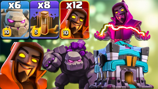 Th13 Golem Super Wizard Easy Attack With 8 Earthquake Best Th13 Attack Strategy 2021 Clash Of Clans