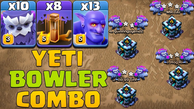 TH13 Yeti Bowler Attack Strategy 2020 | 10 Yeti + 13 Bowler + 8 Earthquake Spell !! Clash of Clans