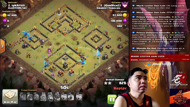 2nd day of dong livestream for Clash of Clans on YT and FB