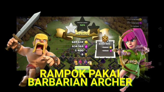 Attack coc rampok lagi pakai barcher | clash of clans|
